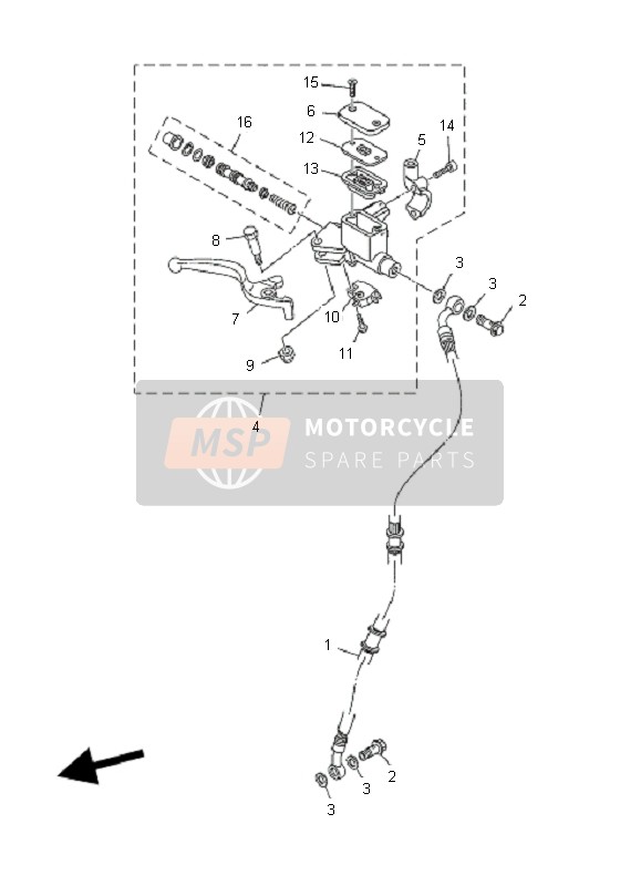 Yamaha T135FI CRYPTON X 2011 Pompa freno anteriore per un 2011 Yamaha T135FI CRYPTON X